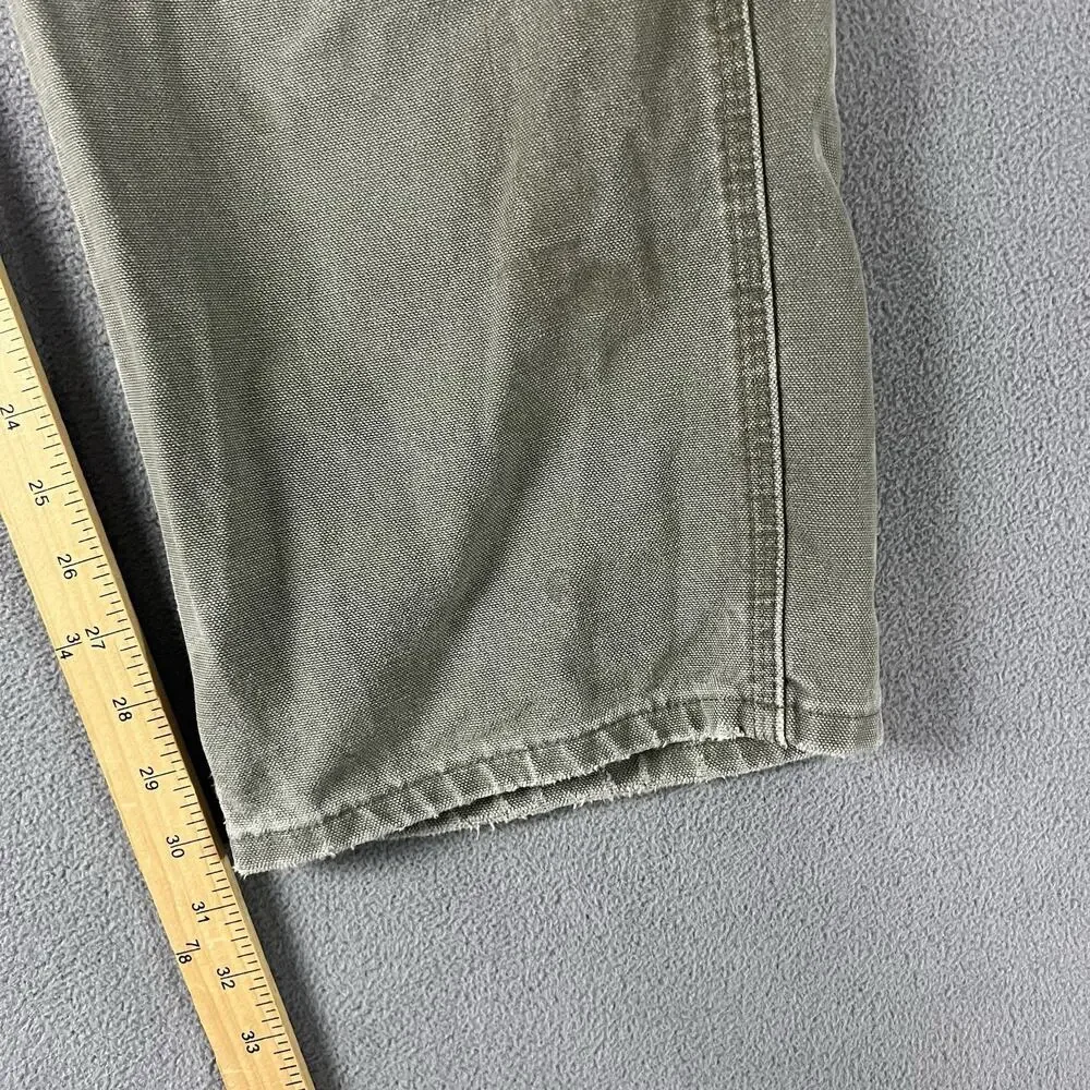 Carhartt Pants Mens Size 38x32 Green Double Knee Canvas Dungaree Workwear